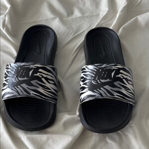 Nike Black and White Zebra Slides